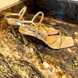 Gold sequined sandals